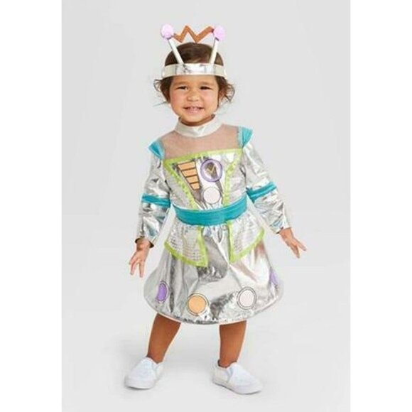 Infant Robot Costume Dress - Silver & Multicolor 6-12 Months‎ - Picture 1 of 6
